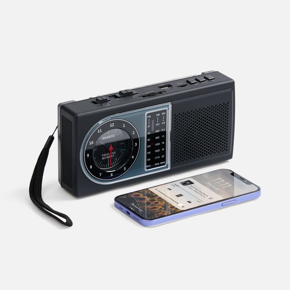Bluetooth-колонка с радио Comradio, черная — изображение 4