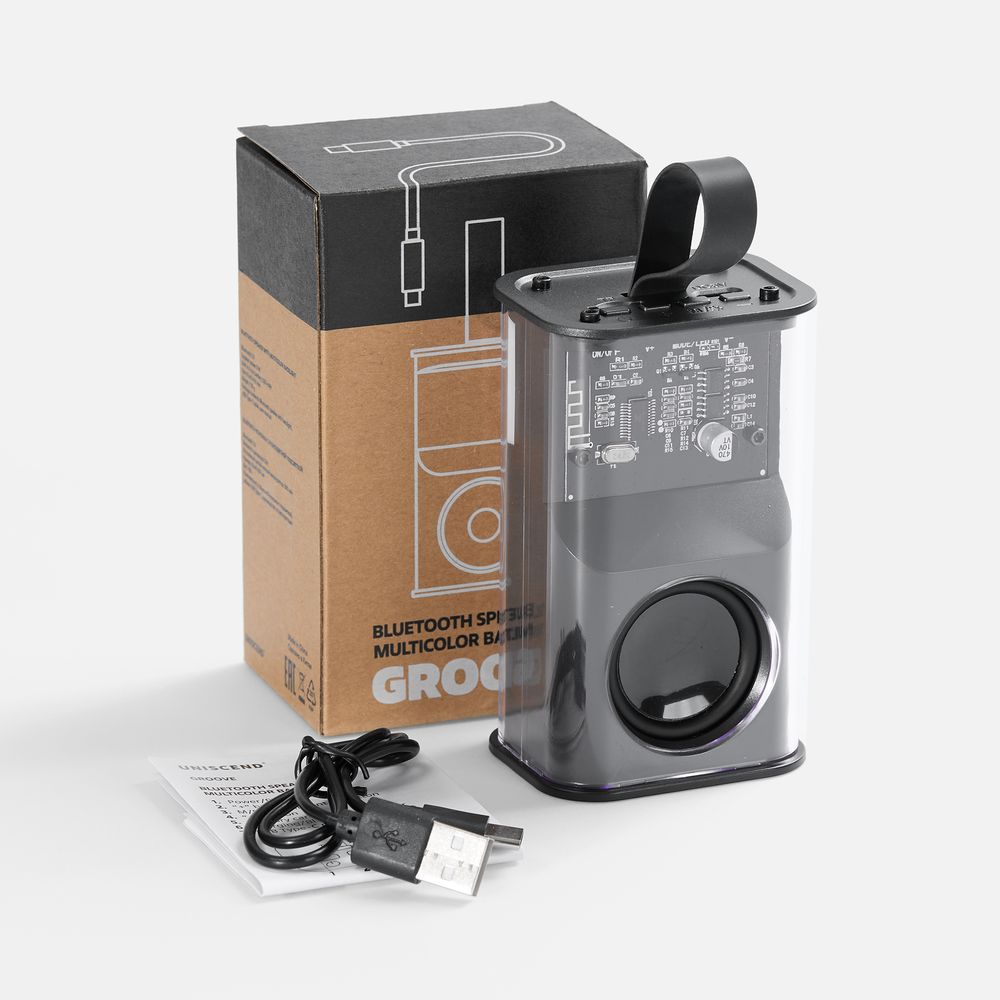 Bluetooth-колонка с подсветкой Groove, серая — изображение 8