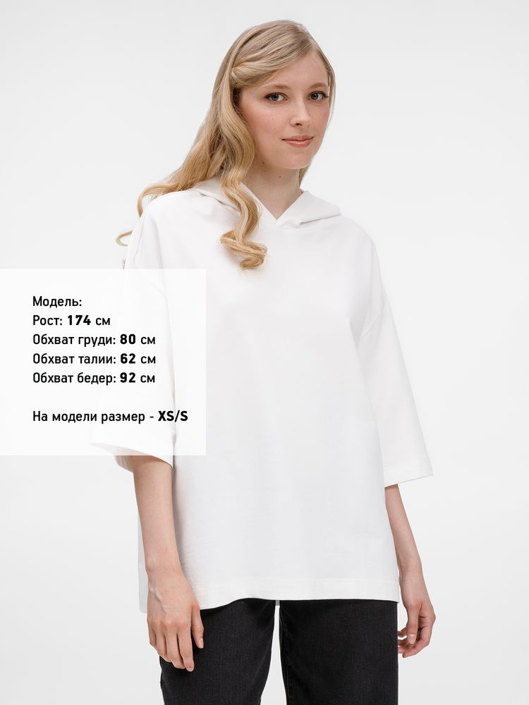 Футболка оверсайз унисекс с капюшоном Neofit, молочно-белая — изображение 10