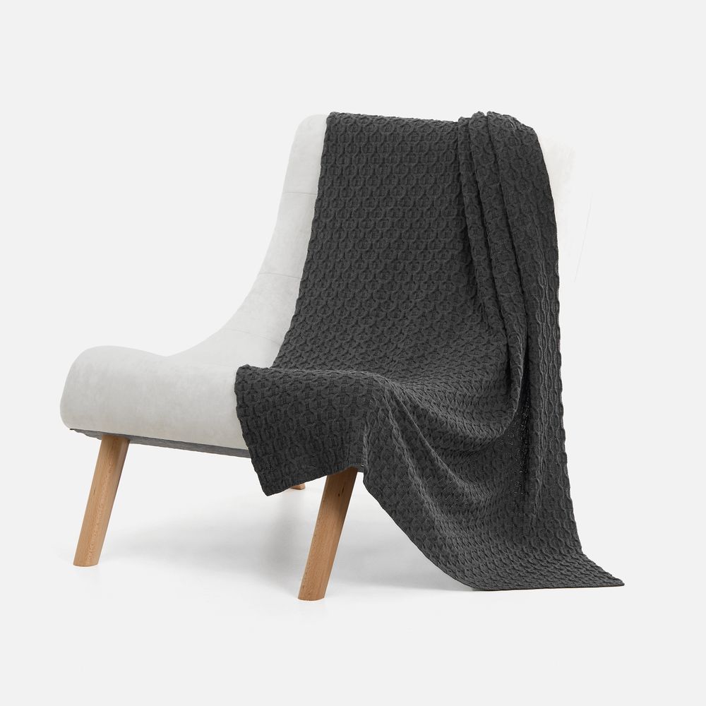 Плед Braidera, темно-серый меланж (асфальт) — изображение 3