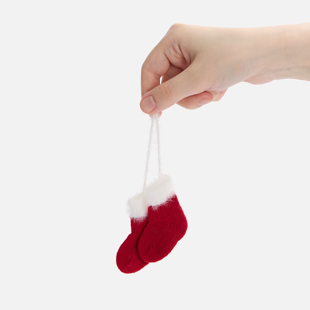 Подвеска на елку «Вьюжка», носочки, красная — изображение 3