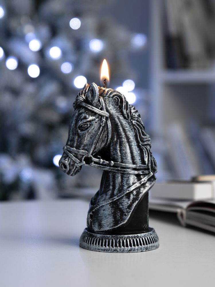 Свеча фигурная «Бюст лошади», серебристая — изображение 6
