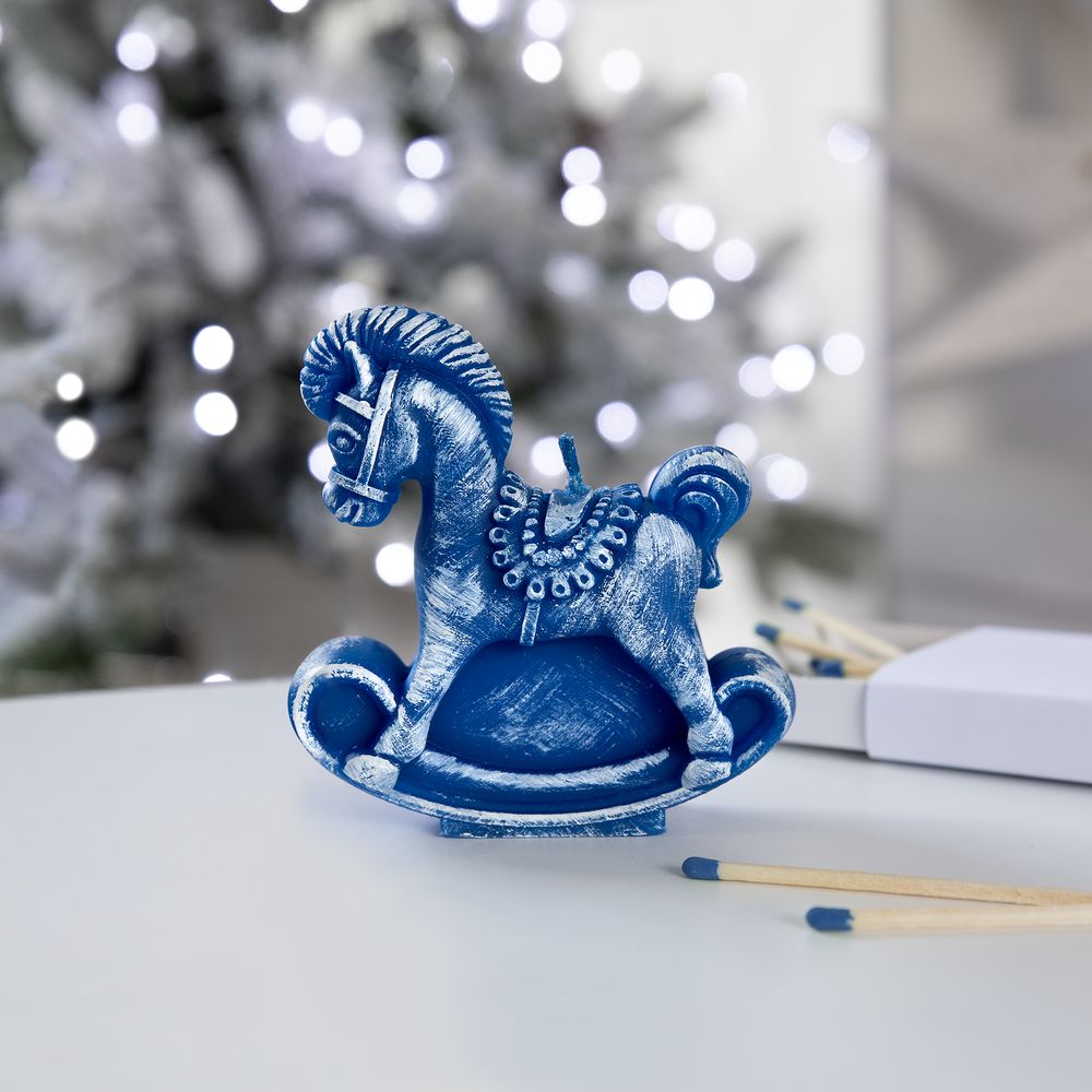 Свеча фигурная «Лошадка-качалка», синяя — изображение 5
