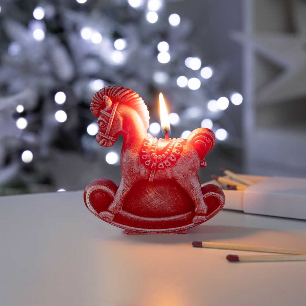 Свеча фигурная «Лошадка-качалка», красная — изображение 6