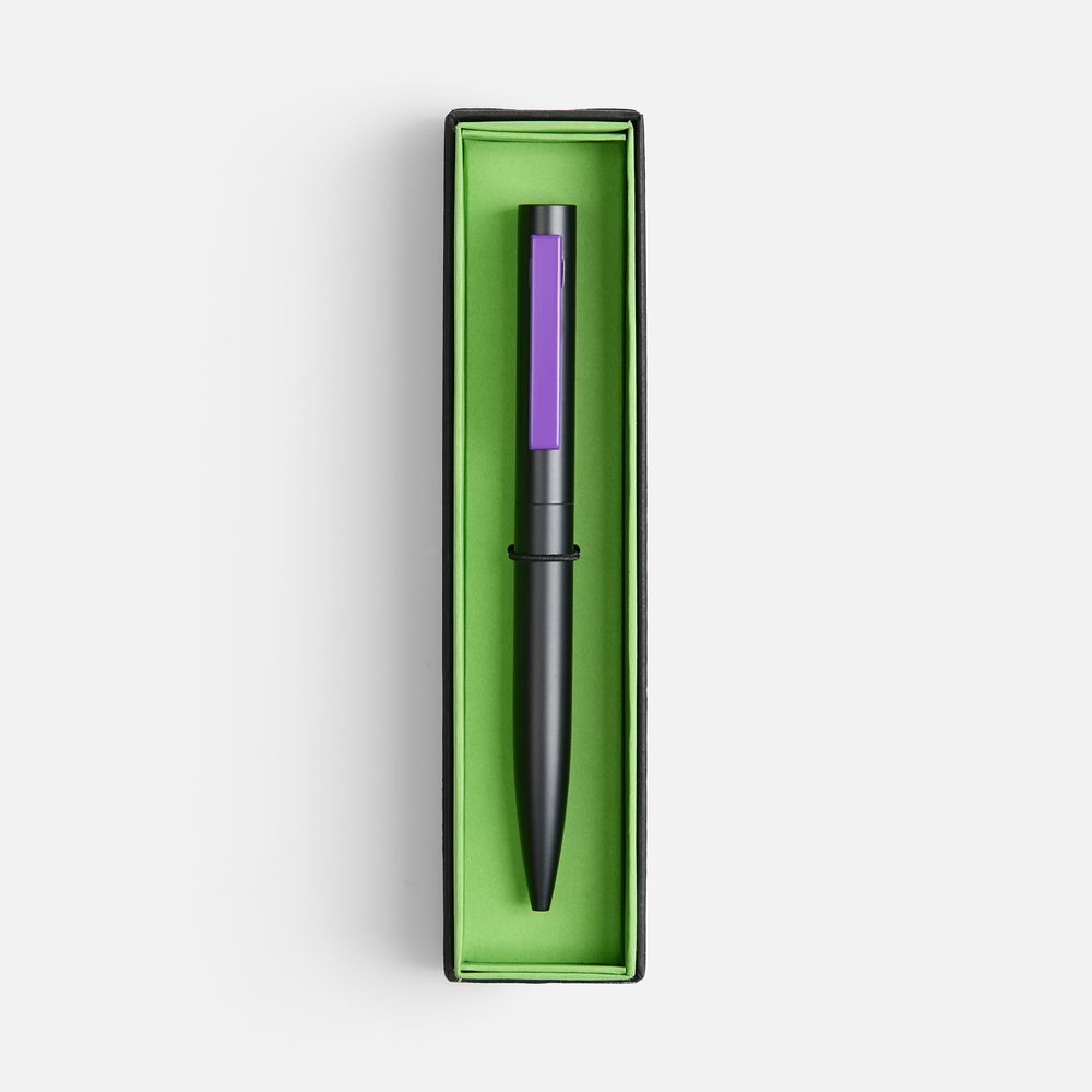Ручка шариковая Inkolor в футляре, черная с фиолетовым — изображение 3