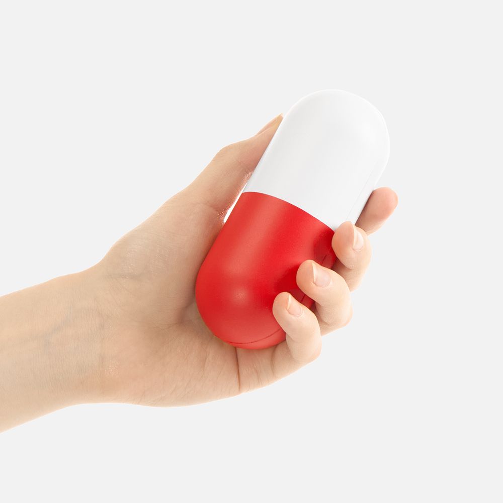 Сквиши-антистресс «Пилюля», белый с красным — изображение 3