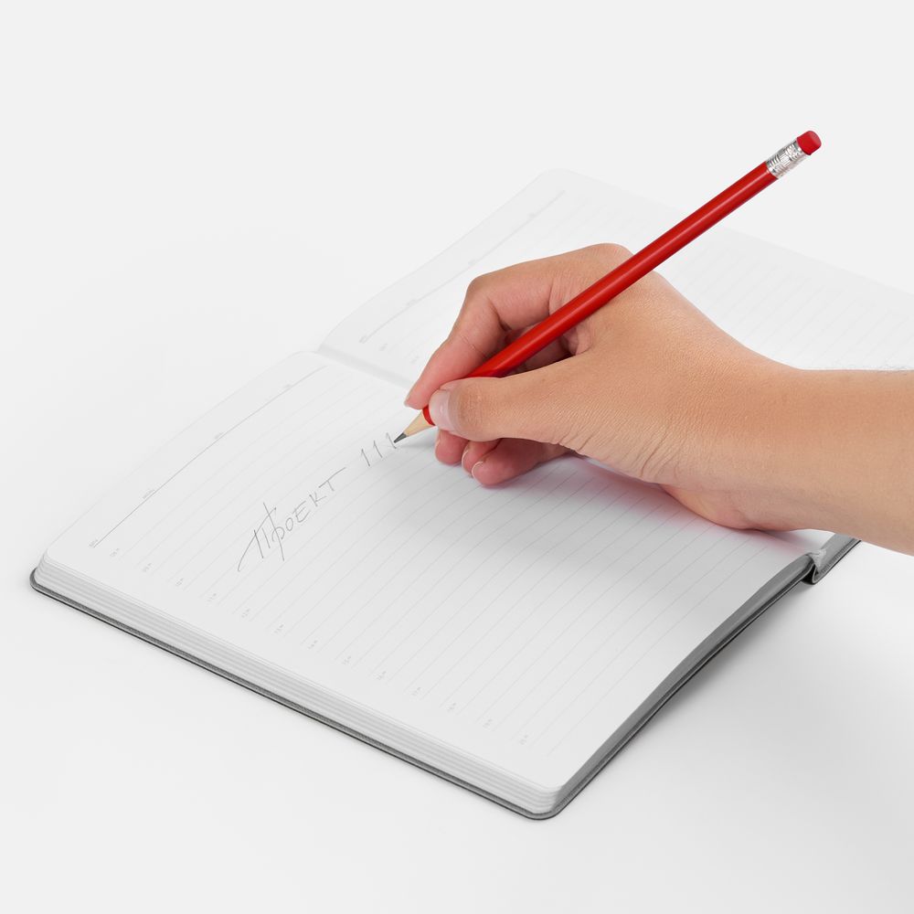 Карандаш простой Hand Friend с ластиком, красный — изображение 3