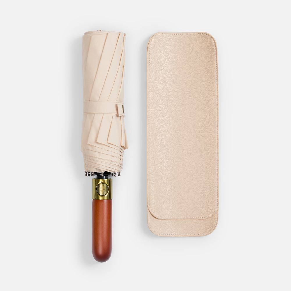 Зонт складной Cloudburst в подарочной упаковке, бежевый — изображение 5