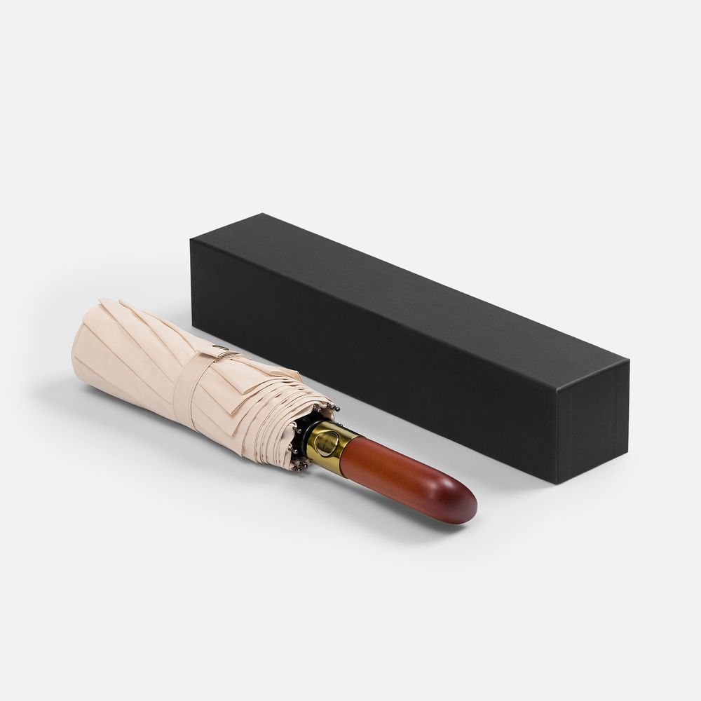 Зонт складной Cloudburst в подарочной упаковке, бежевый — изображение 9