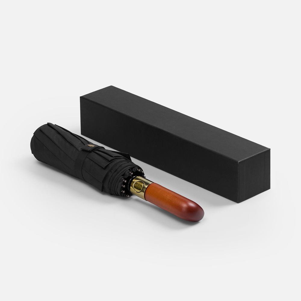 Зонт складной Cloudburst в подарочной упаковке, черный — изображение 12