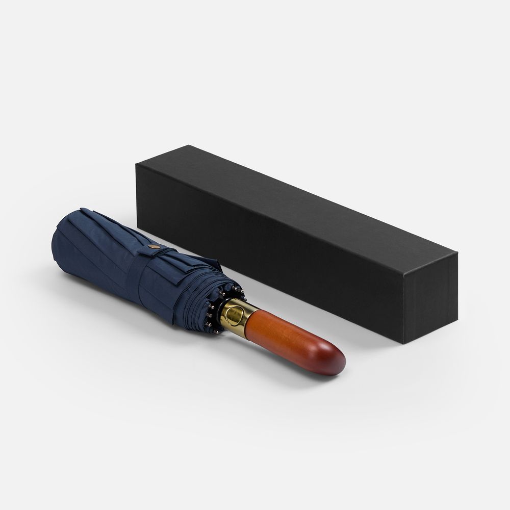 Зонт складной Cloudburst в подарочной упаковке, темно-синий — изображение 10