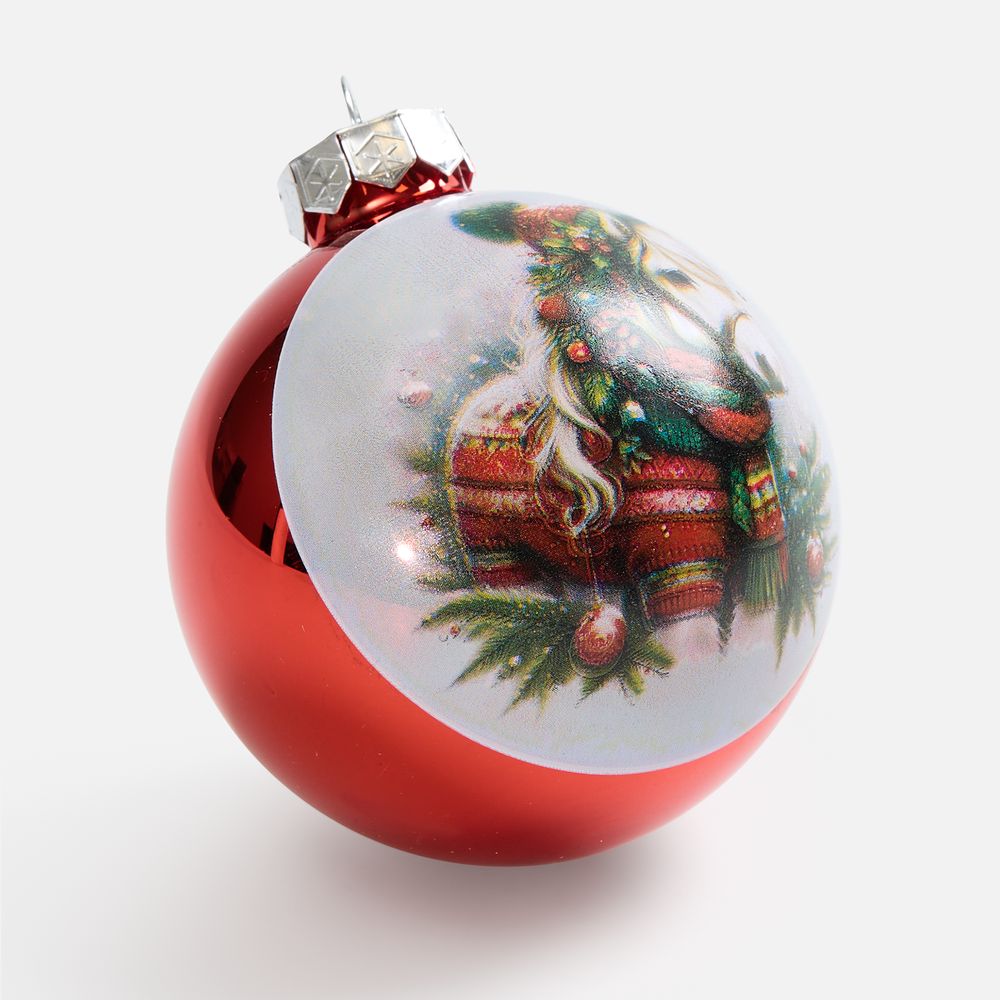 Елочный шар Finery Gloss, 8 см, глянцевый красный — изображение 7