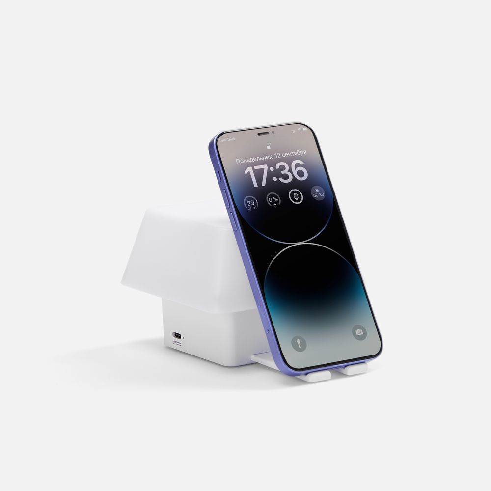 Светильник с подставкой для смартфона Knoppi, белый — изображение 3