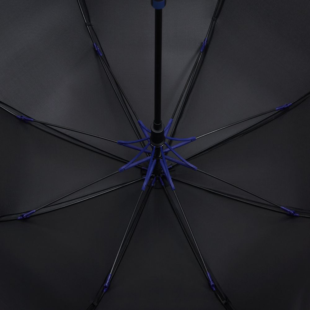 Зонт-трость Hidecolor с цветными спицами, черный с синим — изображение 4