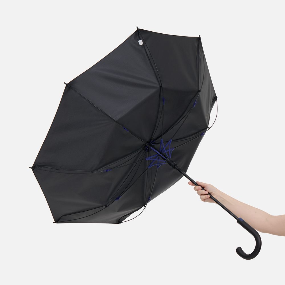 Зонт-трость Hidecolor с цветными спицами, черный с синим — изображение 8