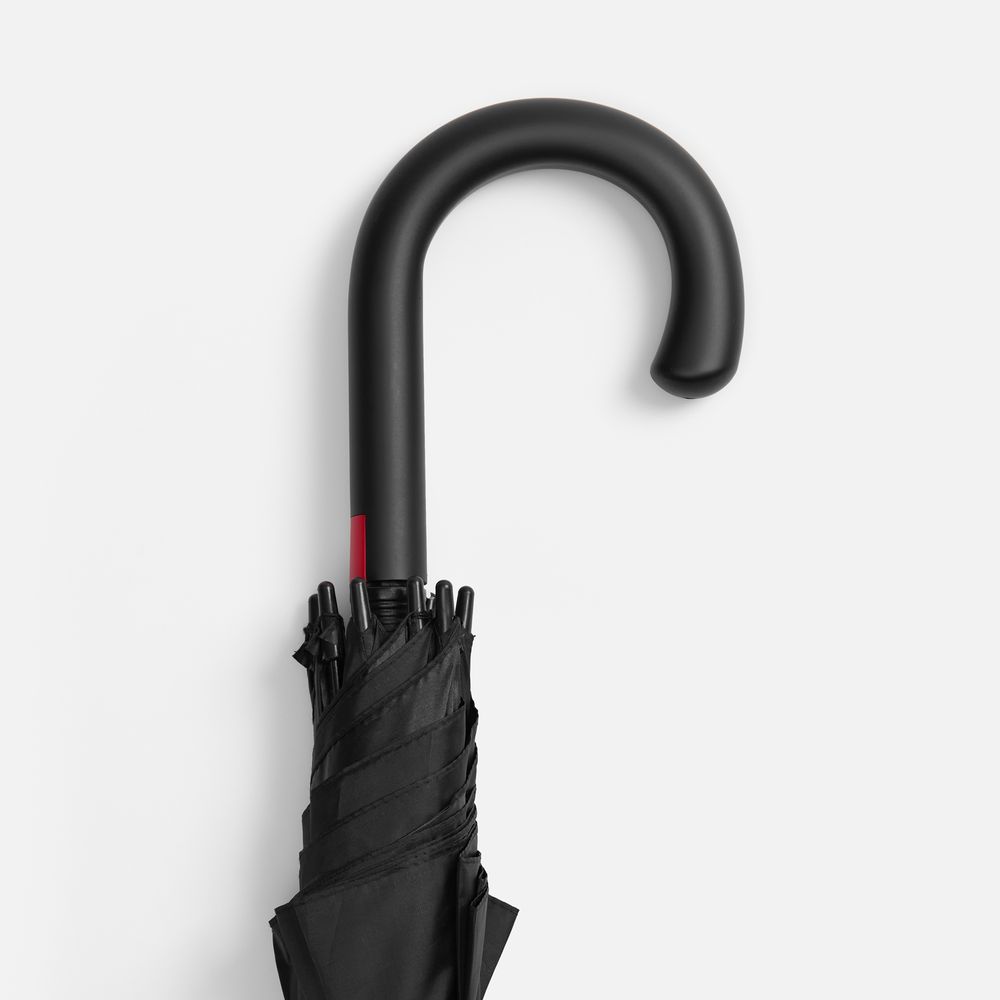 Зонт-трость Hidecolor с цветными спицами, черный с красным — изображение 6