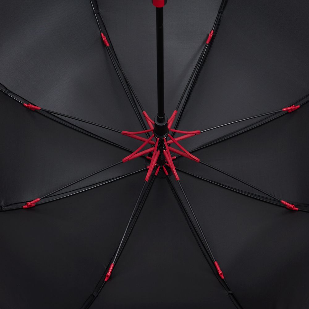 Зонт-трость Hidecolor с цветными спицами, черный с красным — изображение 4