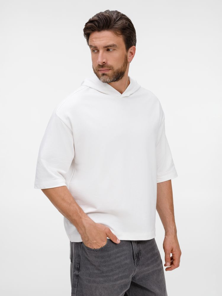 Футболка оверсайз унисекс с капюшоном Neofit, молочно-белая — изображение 15