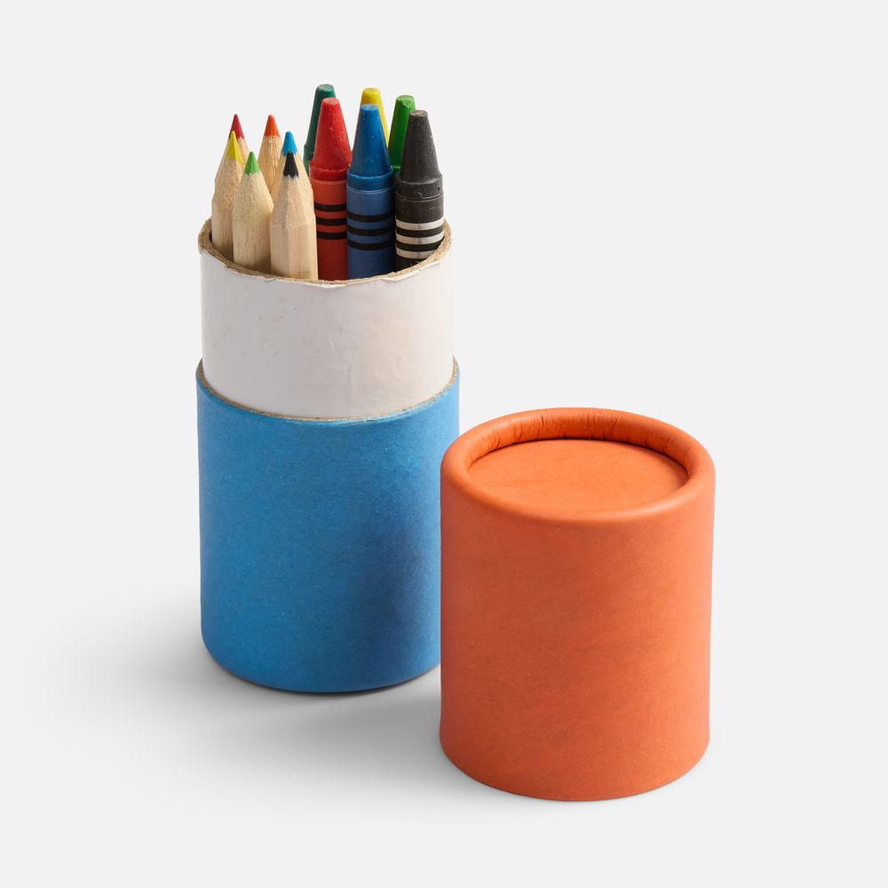 Набор цветных карандашей с мелками Kiddo Tube, голубой с оранжевым — изображение 3