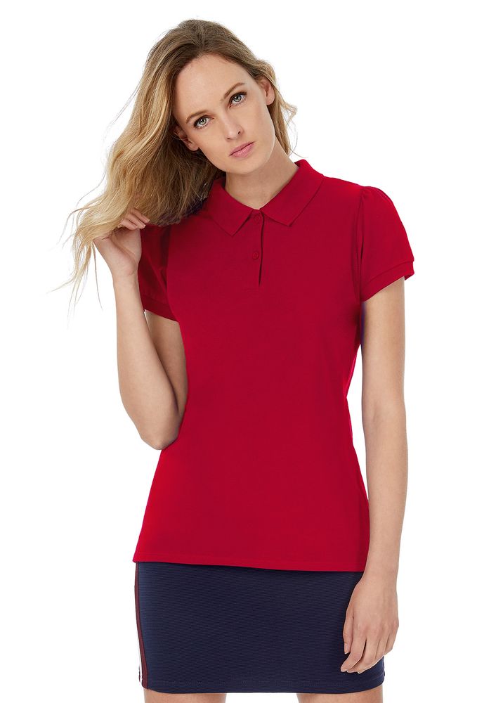 Рубашка поло женская Heavymill красная — изображение 6