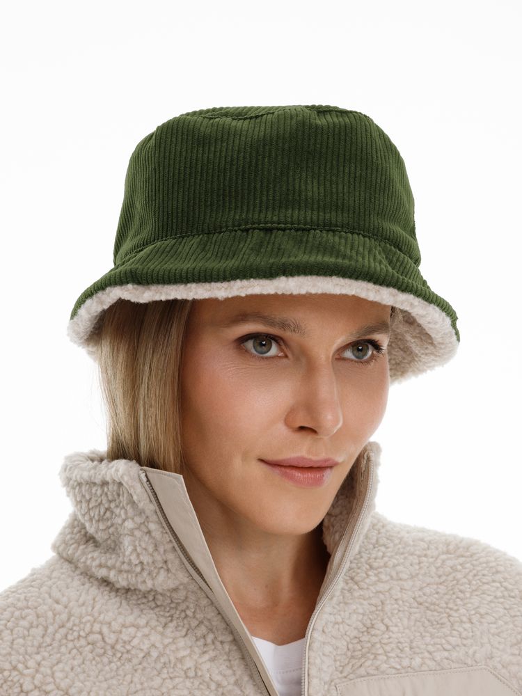 Панама Bucket двусторонняя утепленная, хаки с бежевым — изображение 4