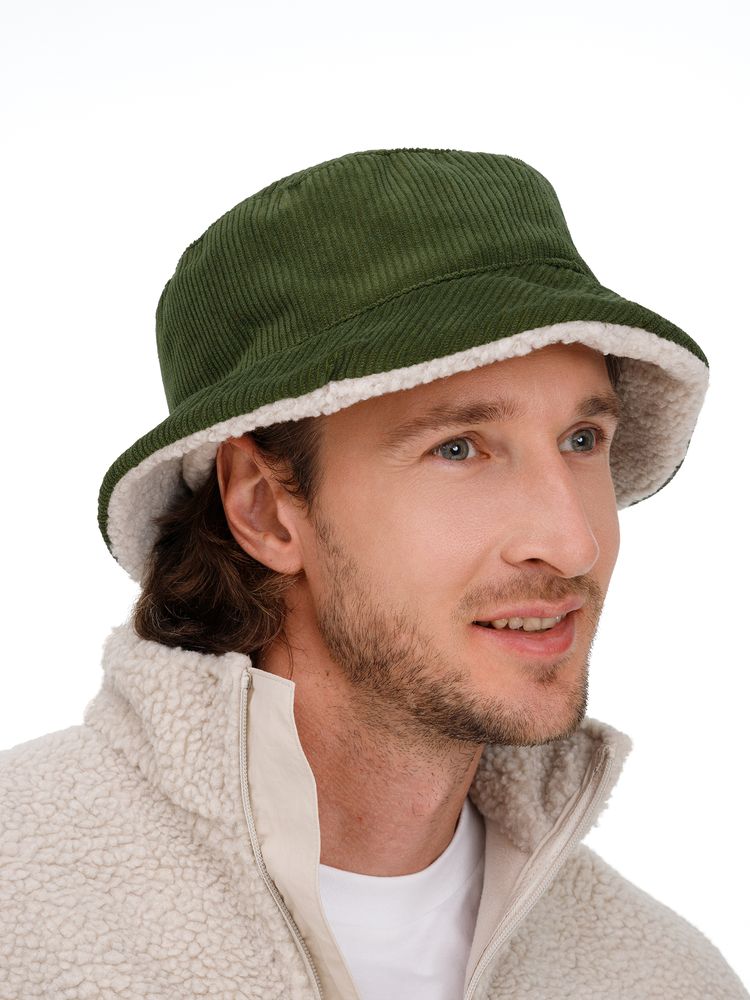 Панама Bucket двусторонняя утепленная, хаки с бежевым — изображение 6
