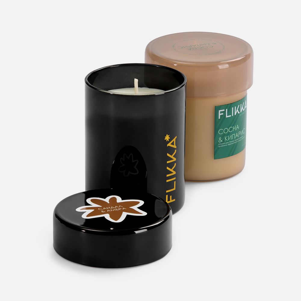 Ароматическая свеча Flikka, сосна и кипарис, бежевая — изображение 9