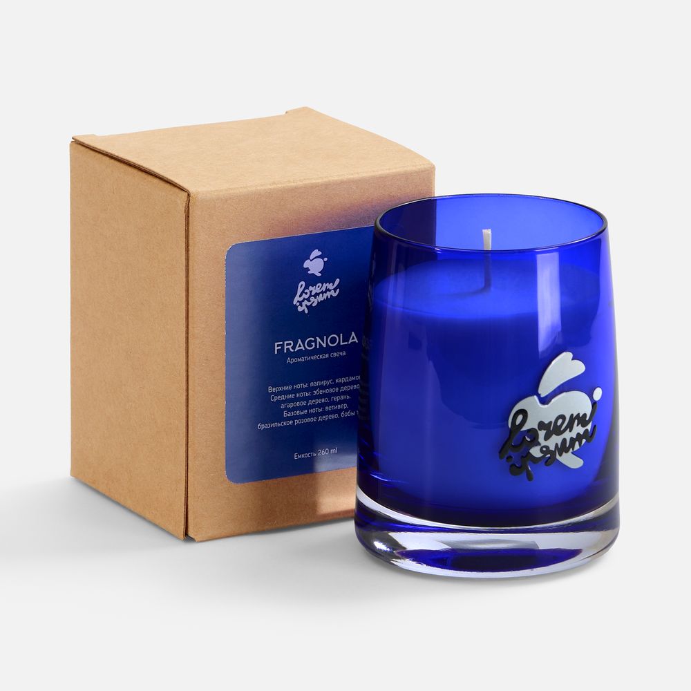 Ароматическая свеча Fragnola, пряная древесина и кардамон, темно-синяя — изображение 10