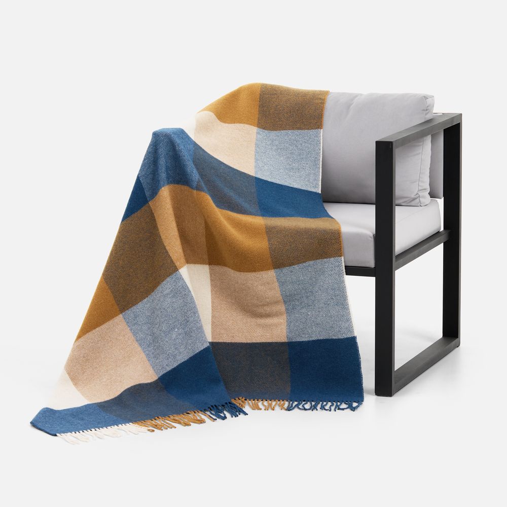 Плед Fleco, синий с коричневым — изображение 5