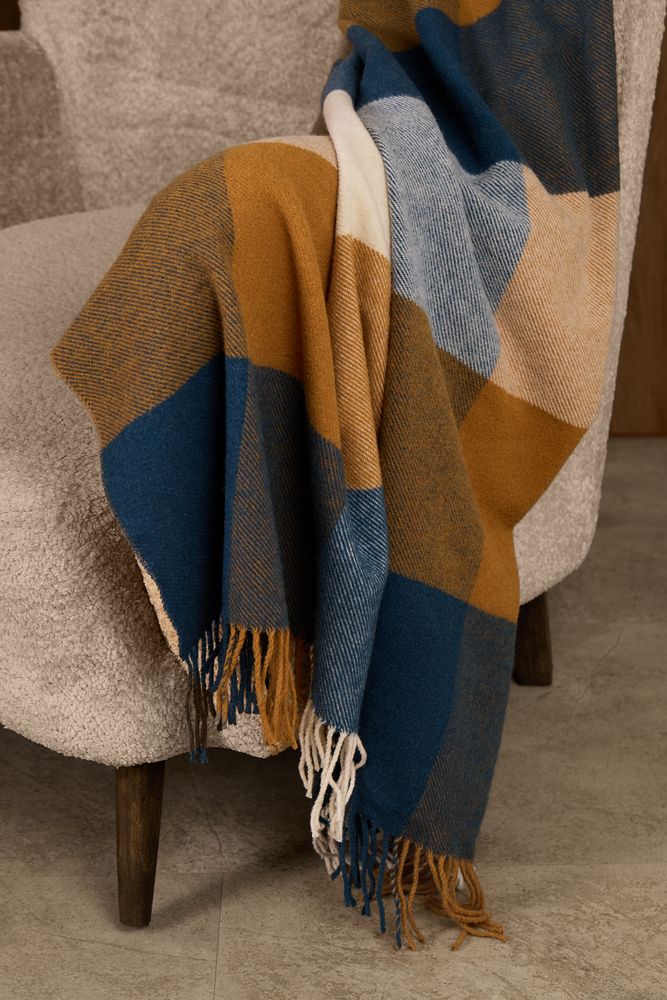 Плед Fleco, синий с коричневым — изображение 6