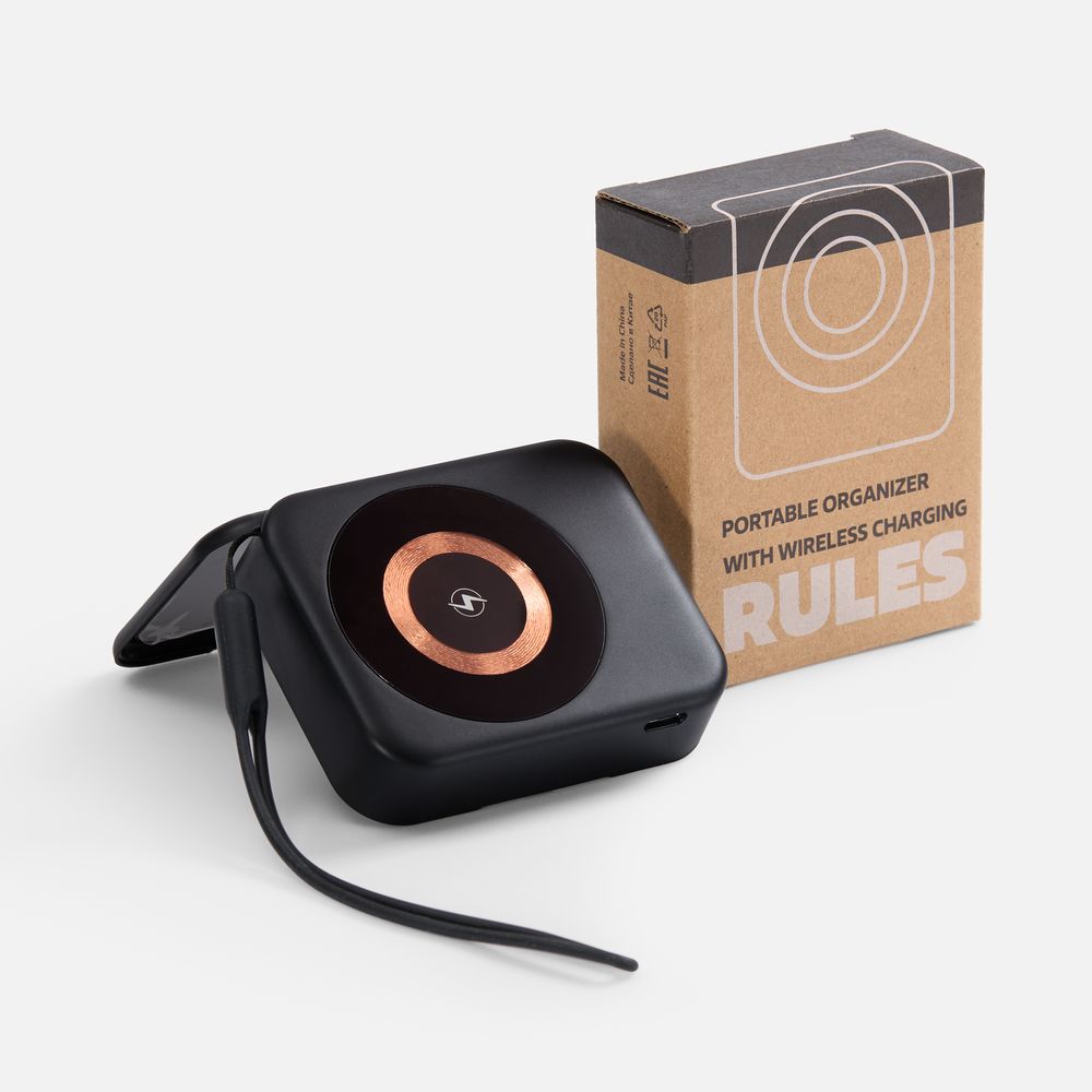 Набор для ухода за гаджетами с беспроводной зарядкой Rules, черный — изображение 7