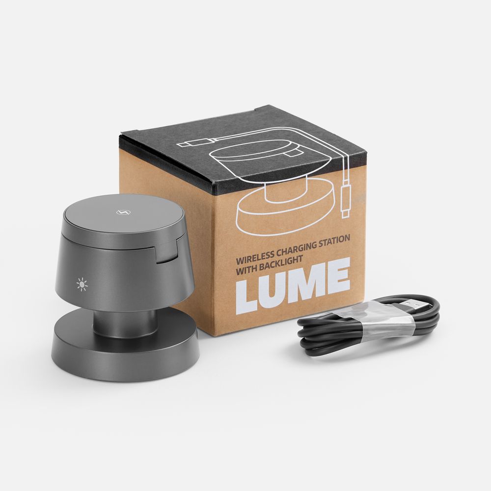 Станция беспроводной зарядки с подсветкой Lume, серая — изображение 10
