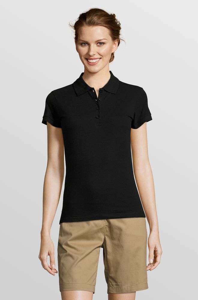 Рубашка поло женская People 210, черная — изображение 5