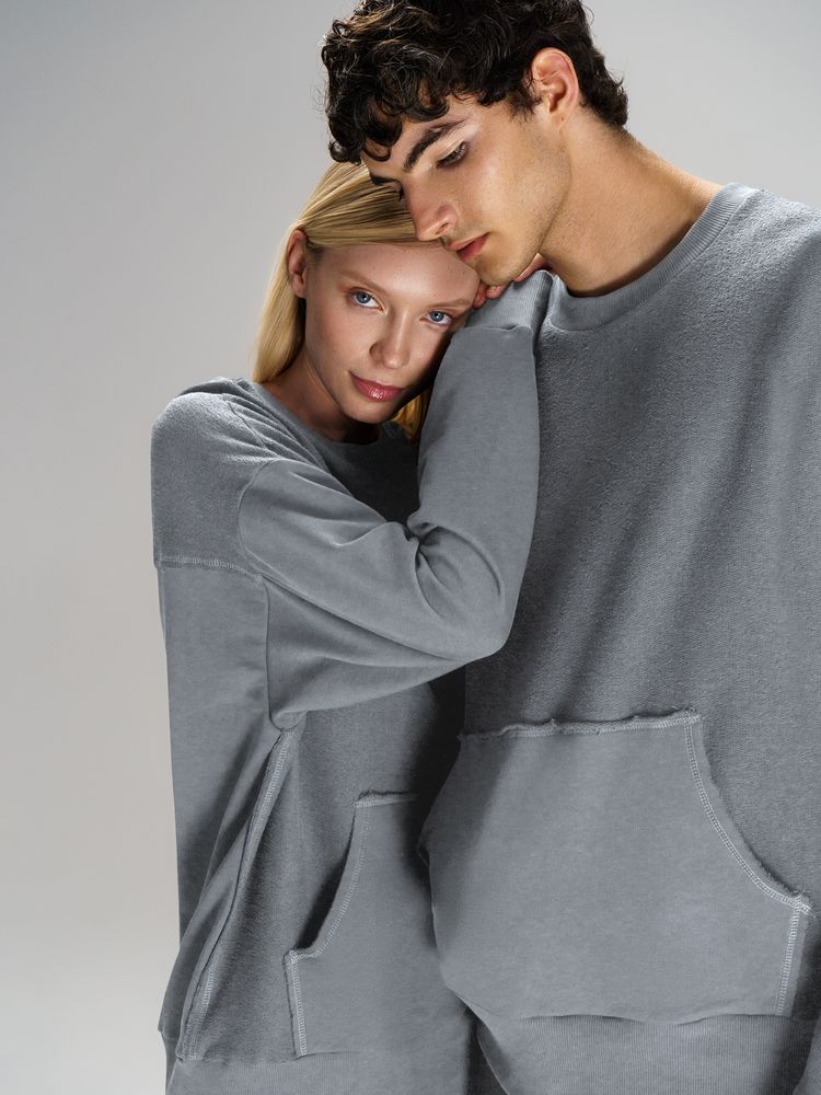 Свитшот оверсайз унисекс Vozduh, светло-серый — изображение 11