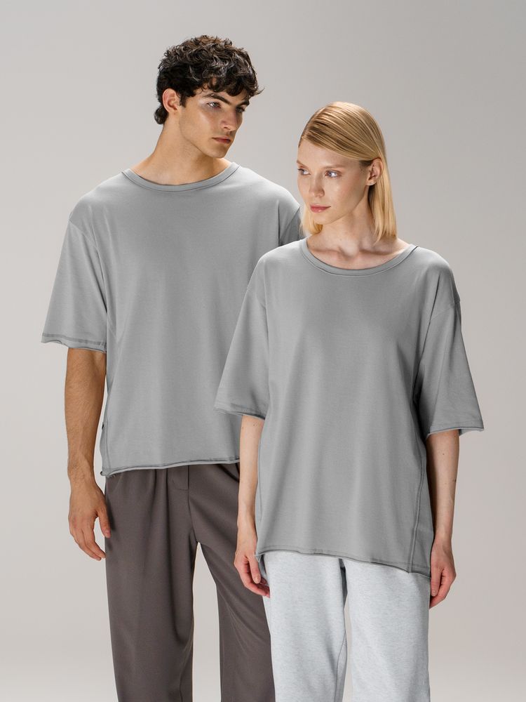 Футболка оверсайз унисекс Vozduh, светло-серая — изображение 12