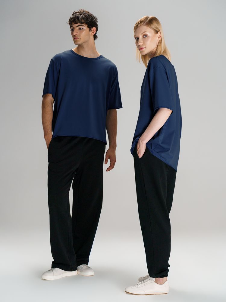 Футболка оверсайз унисекс Vozduh, темно-синяя — изображение 13