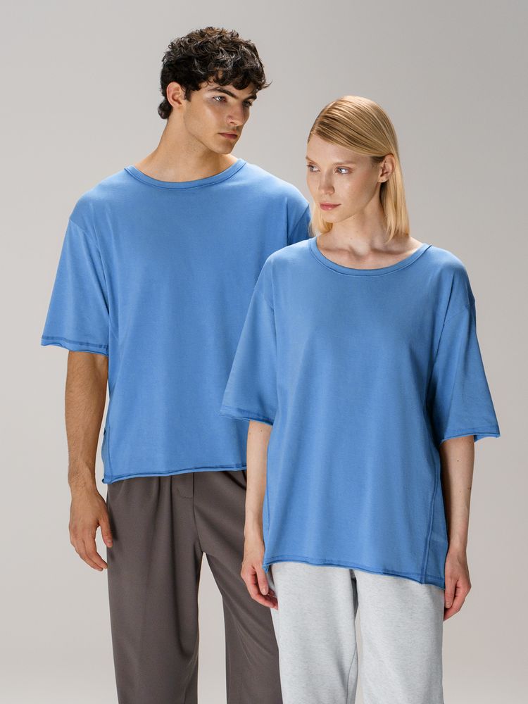 Футболка оверсайз унисекс Vozduh, синяя — изображение 12