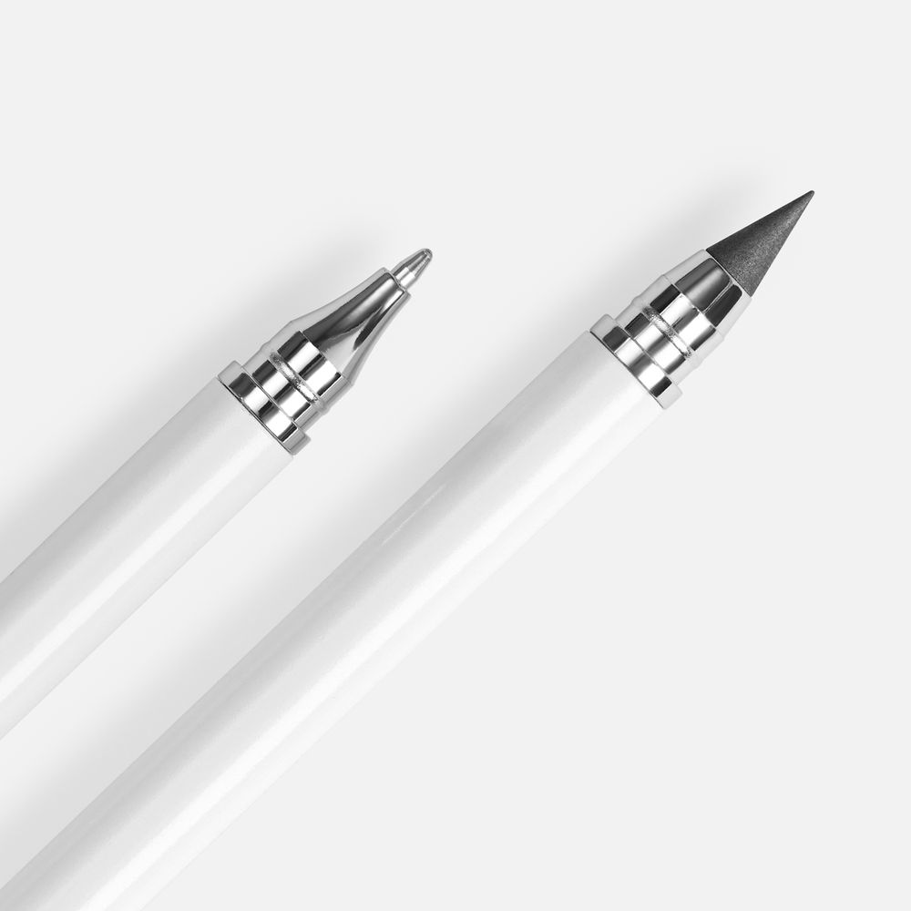 Ручка шариковая и вечный карандаш Diptych, белая — изображение 4