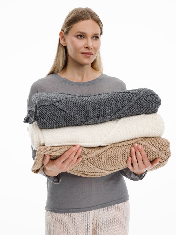 Плед Curve Verve, бежевый меланж — изображение 9