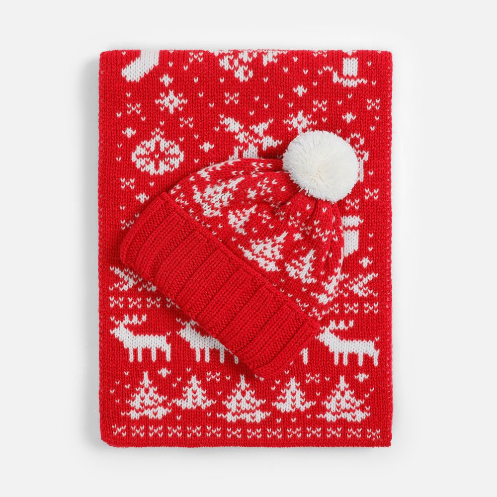 Шапка Holidale, красная с молочным — изображение 4