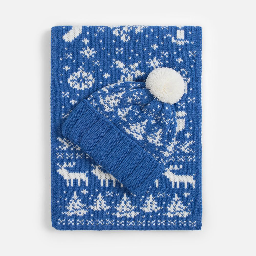 Шарф Holidale, синий с молочным — изображение 5