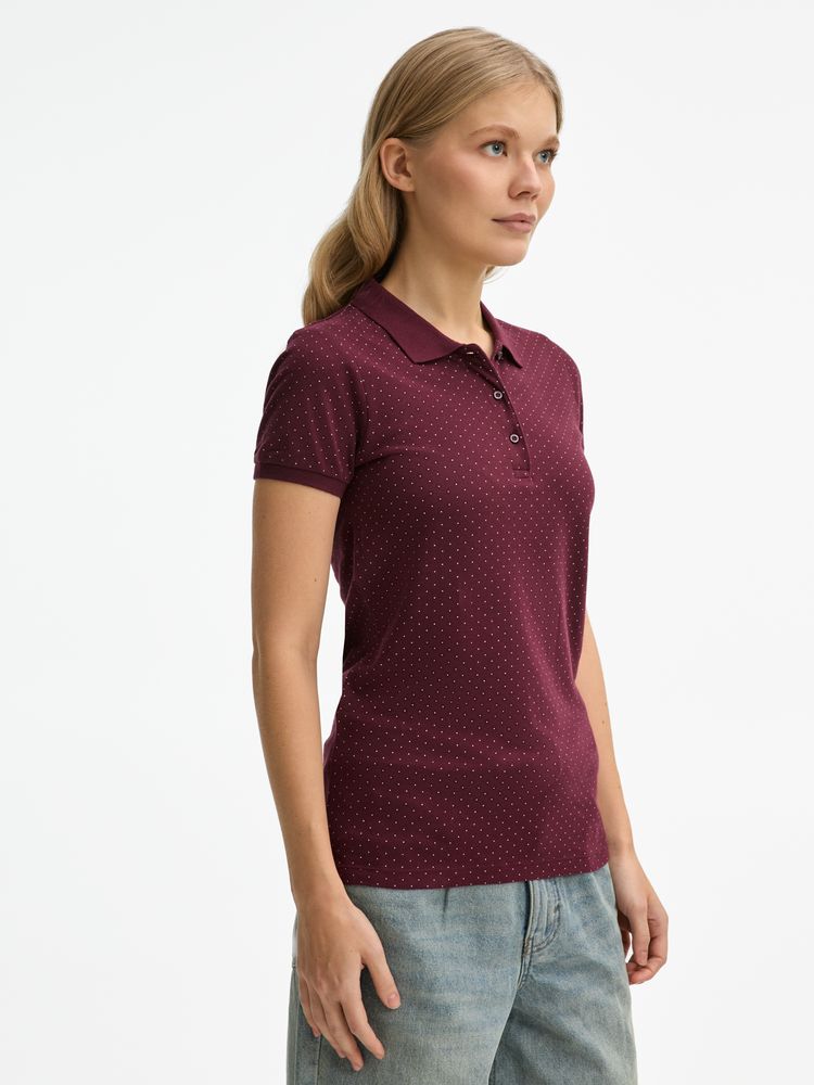 Рубашка поло женская Brandy Women, бордовая с белым — изображение 7
