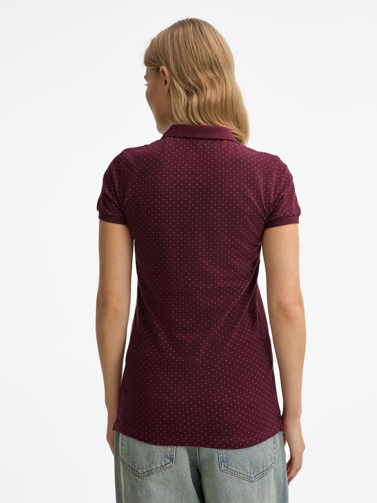 Рубашка поло женская Brandy Women, бордовая с белым — изображение 8
