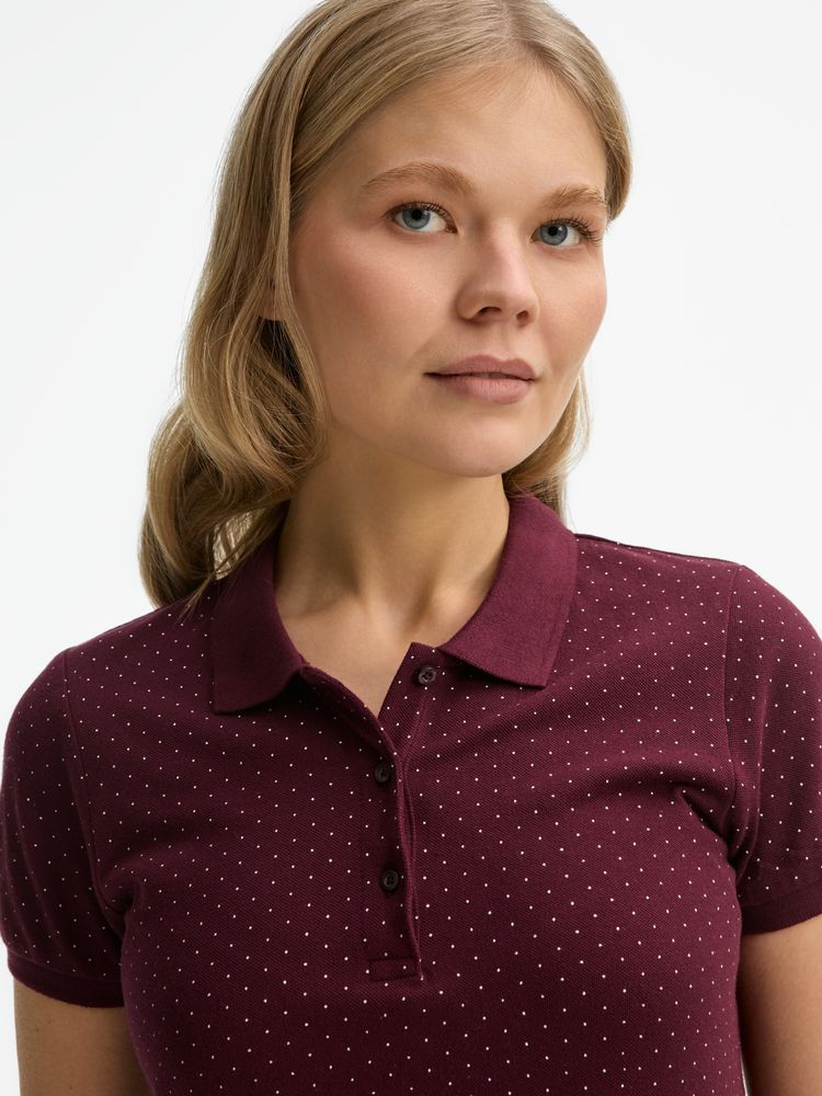 Рубашка поло женская Brandy Women, бордовая с белым — изображение 9
