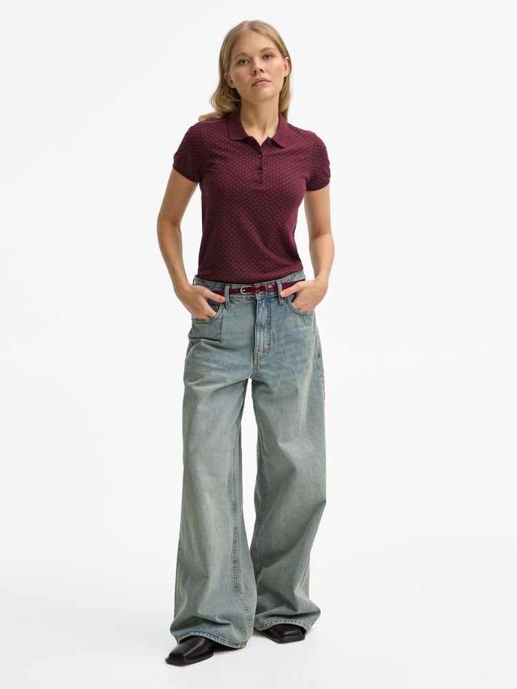 Рубашка поло женская Brandy Women, бордовая с белым — изображение 10