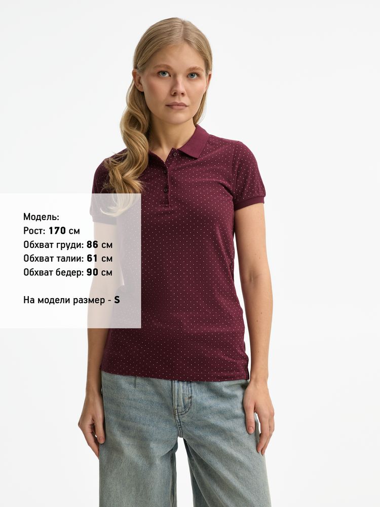 Рубашка поло женская Brandy Women, бордовая с белым — изображение 6