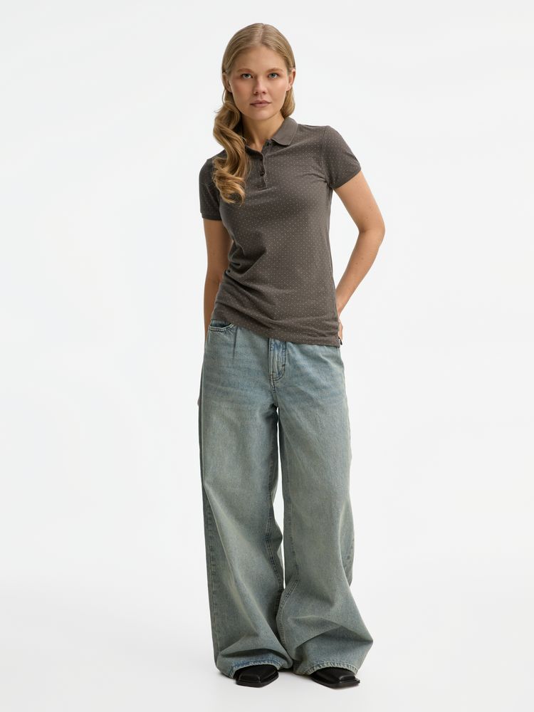 Рубашка поло женская Brandy Women, темно-серая с белым — изображение 9