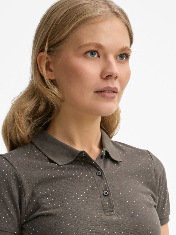 Рубашка поло женская Brandy Women, темно-серая с белым — изображение 8