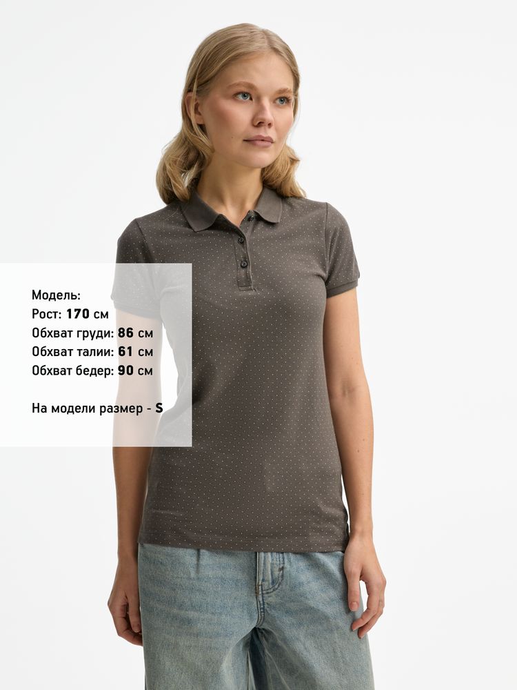 Рубашка поло женская Brandy Women, темно-серая с белым — изображение 5
