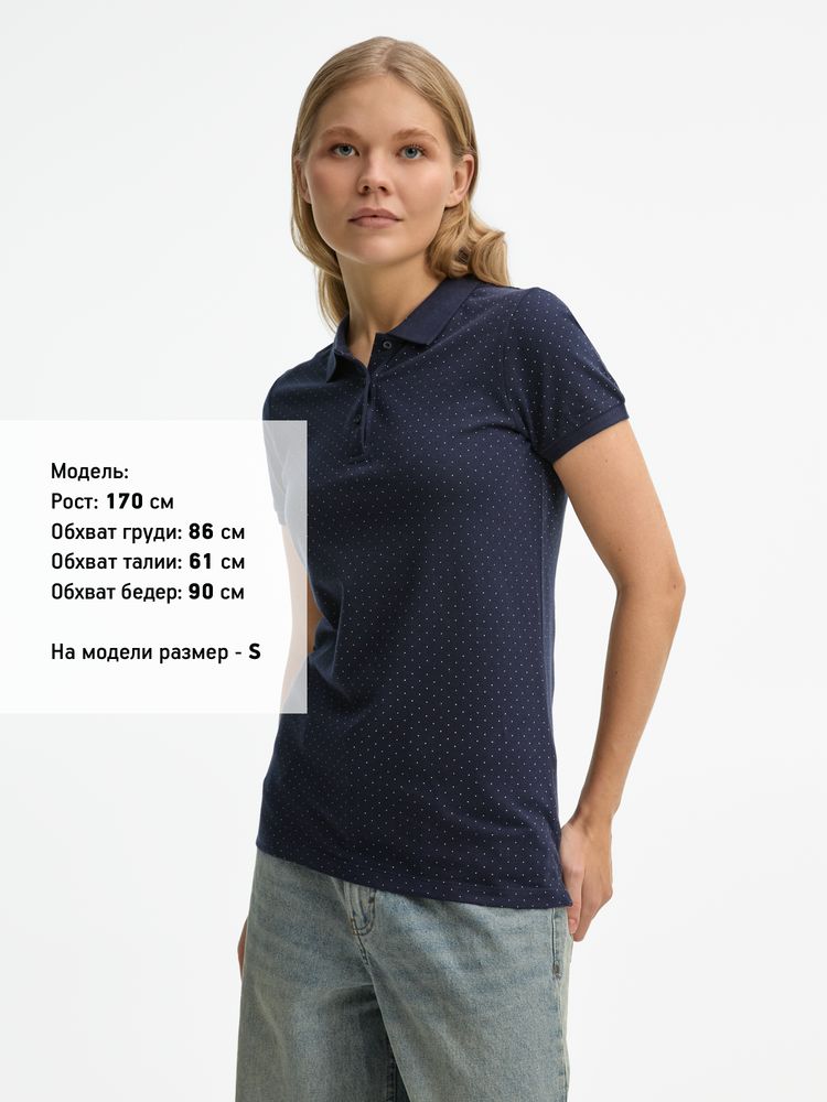 Рубашка поло женская Brandy Women, темно-синяя с белым — изображение 5